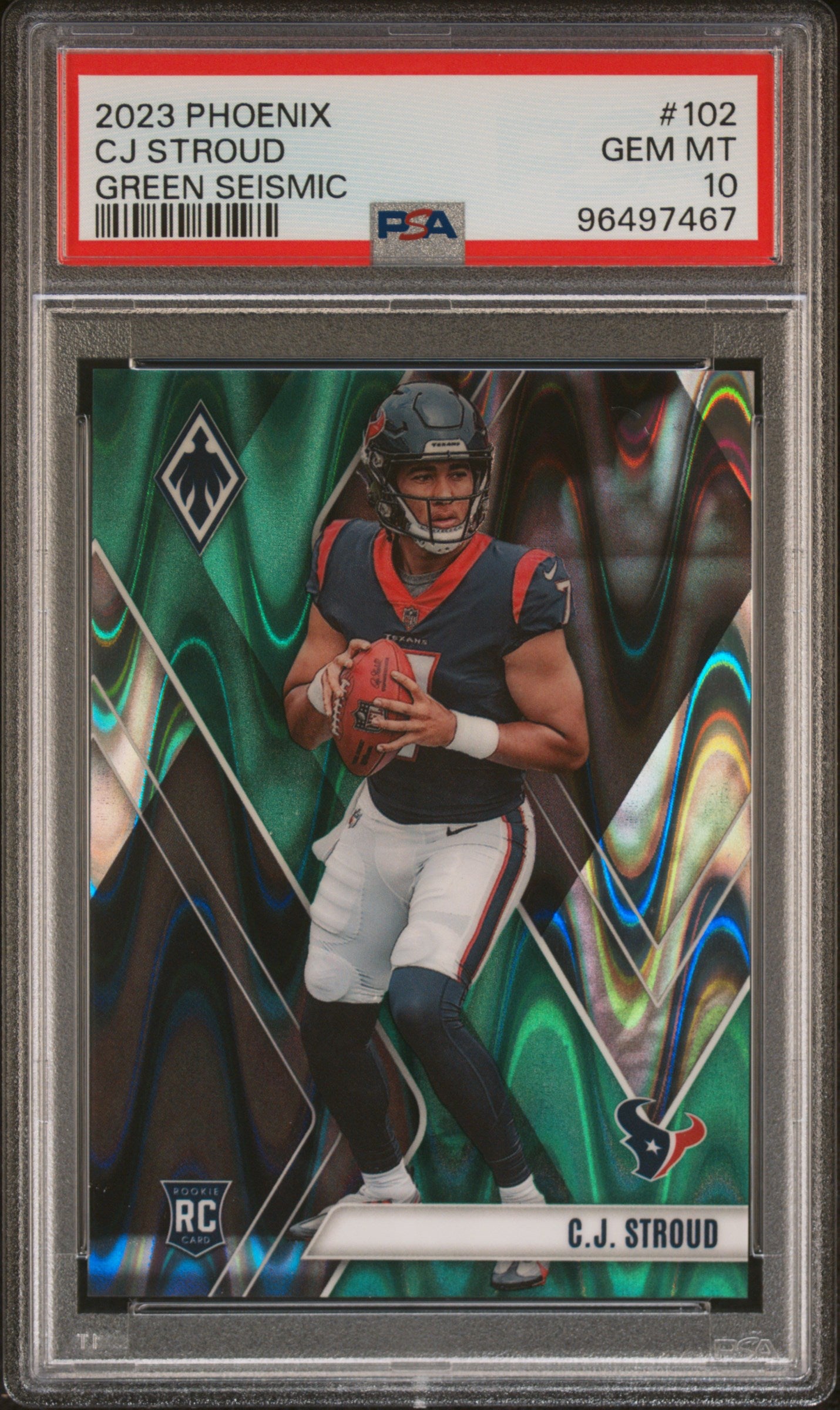 2023 PANINI PHOENIX CJ STROUD GREEN SEISMIC [#1/25] PSA 10 – Motor