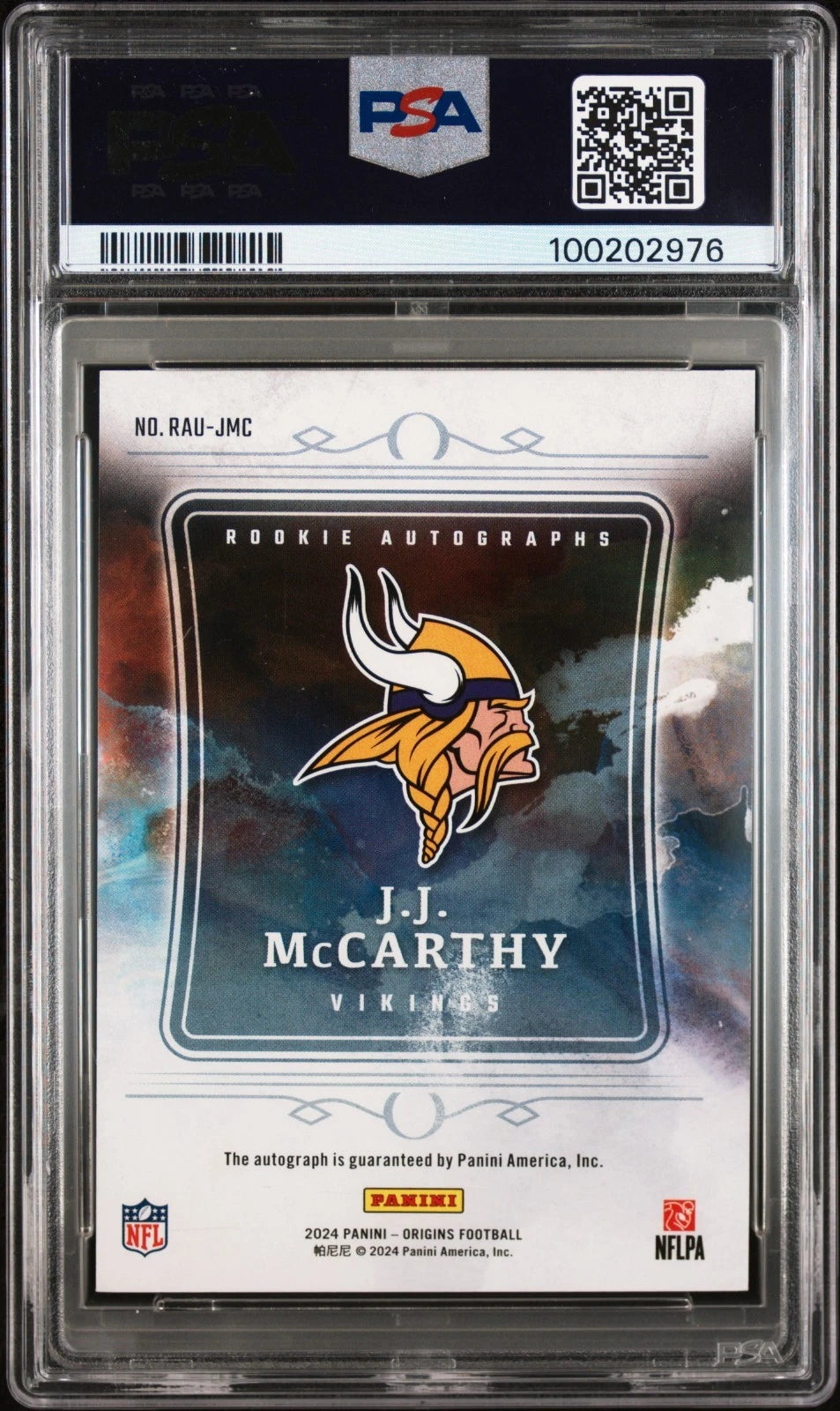2024 Origins - Rookie Auto JJ McCarthy Vikings #RAU-JMC AU RC (1/10)